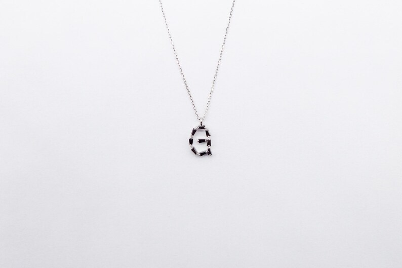 Monogram G, Alphabet, Initial Necklace, Letter Necklace 925 Sterling Silver GOLD /ROSEGOLD / SILVER plated with black cubic zirconia Silver