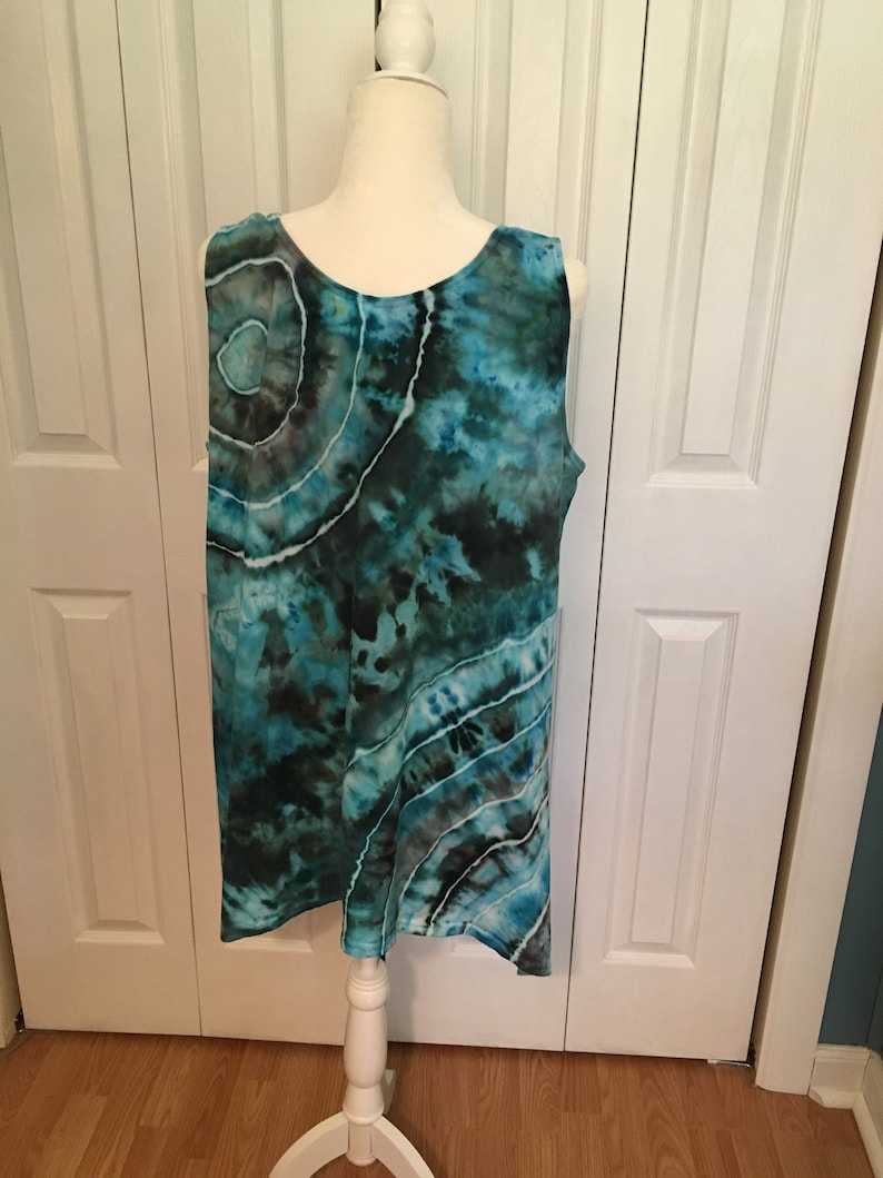 Tie Dye Tunic Ice Dyed Tie Dye Tank Sleeveless Tanktop Tunic Top Blue Black Double Burst Design Women/'s S M L XL 2X 3X Plus Sizes