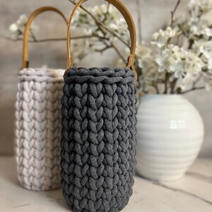 Handmade Crochet Wine Carrier With Leather Handle - Etsy