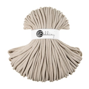 Bobbiny Braided Cord, &quot;Beige&quot; 3mm, 5mm, 9mm (108 yards/100m)
