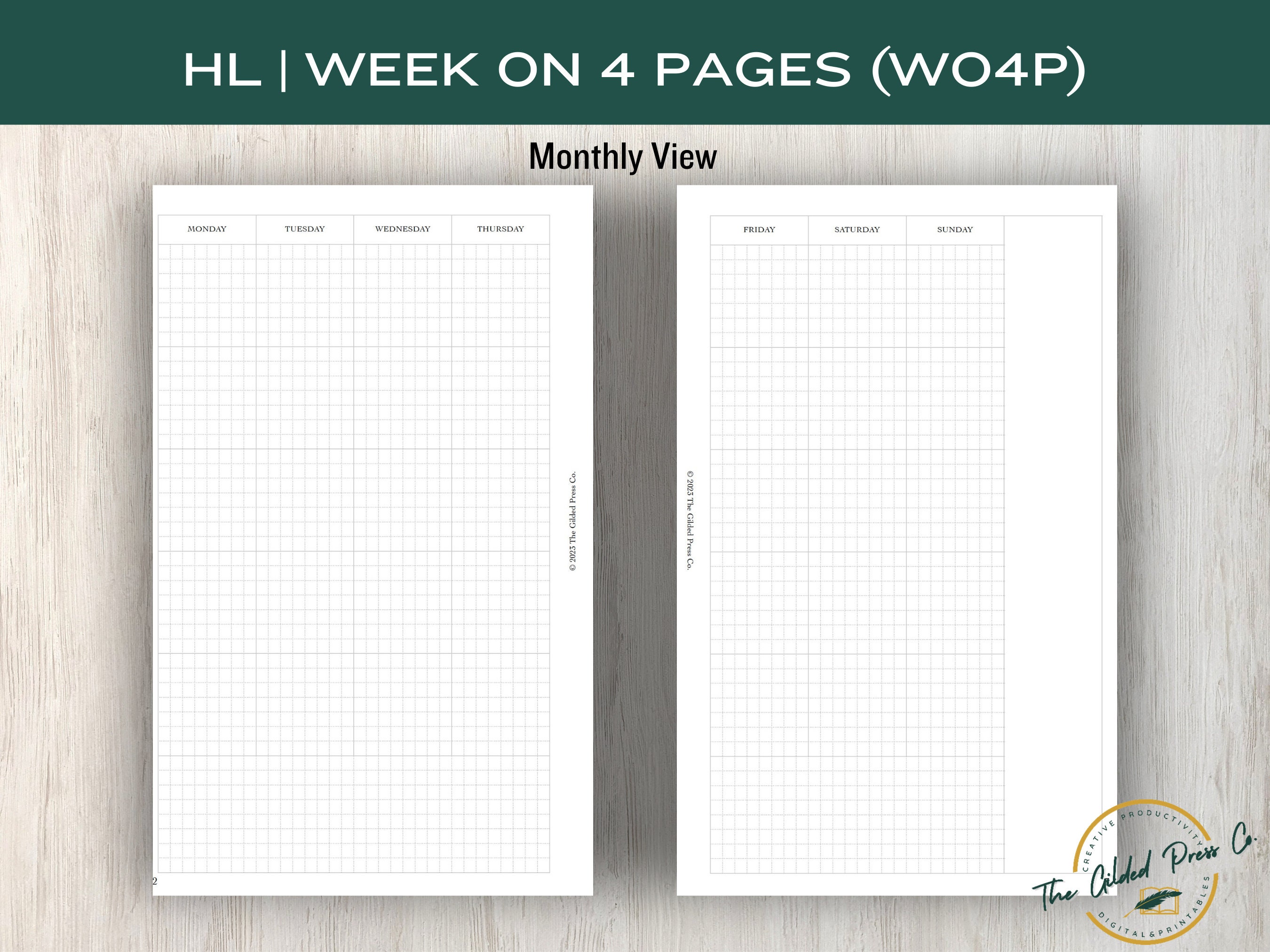Half Letter Planner Inserts WO4P With Daily Pages Planner Printable HL