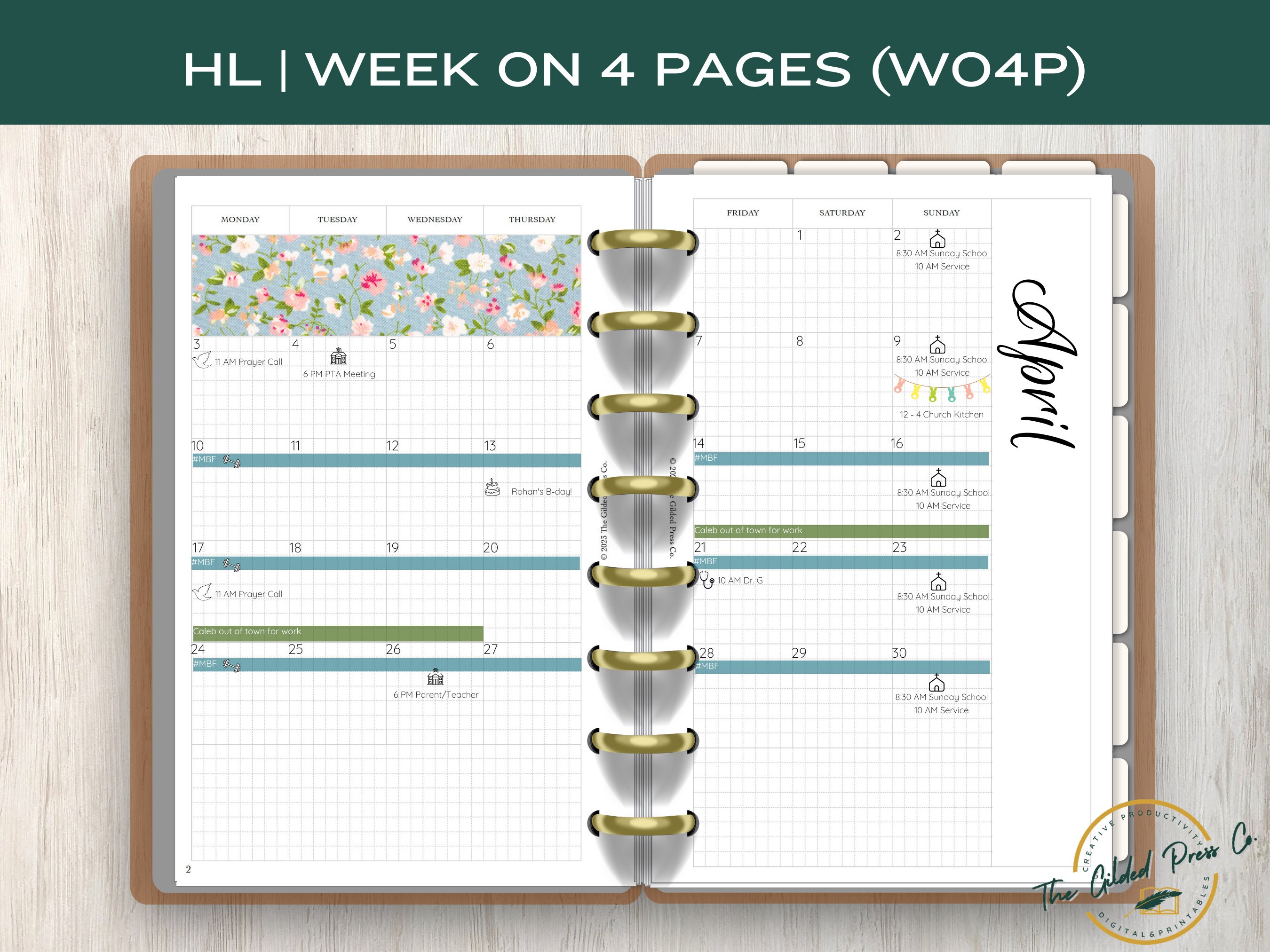 Half Letter Planner Inserts WO4P With Daily Pages Planner Printable HL