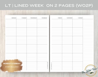 BIG Happy Planner inserts | Lined Vertical WO2P | planner printable | Letter planner inserts| 11 discs |  weekly | planner insert