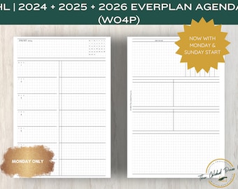 Encarts pour agenda demi-lettre | Programme WO2P de 36 mois | agenda imprimable | Bagues HL | Disques HL | Hebdomadaire HL | insert d'agenda