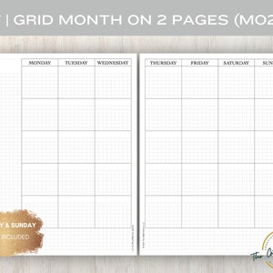BIG Happy Planner inserts | Grid Monthly MO2P | planner printable | Letter planner inserts| 11 discs |  monthly | planner insert