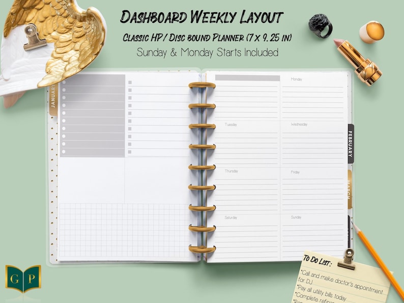 Happy Planner Dashboard Layout Printable Insert, Classic Happy Planner