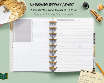 Happy Planner Dashboard Layout Printable Insert, Classic Happy Planner Dashboard Layout Weekly Undated Printable Inserts, Weekly Refill