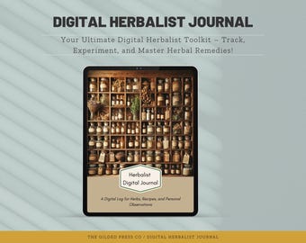 Diário Digital de Fitoterapia | Grimório de Ervas e Controle de Farmácia | Planejador de Ervas GoodNotes, Medicina Holística, Livro de Receitas de Ervas