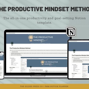 Productive Mindset Method Notion Template | Goal Setting, Time Management | Achieve Daily Focus & Boost Productivity Easily