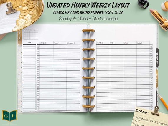 Classic Happy Planner Hourly Printable Inserts Page Hourly | Etsy