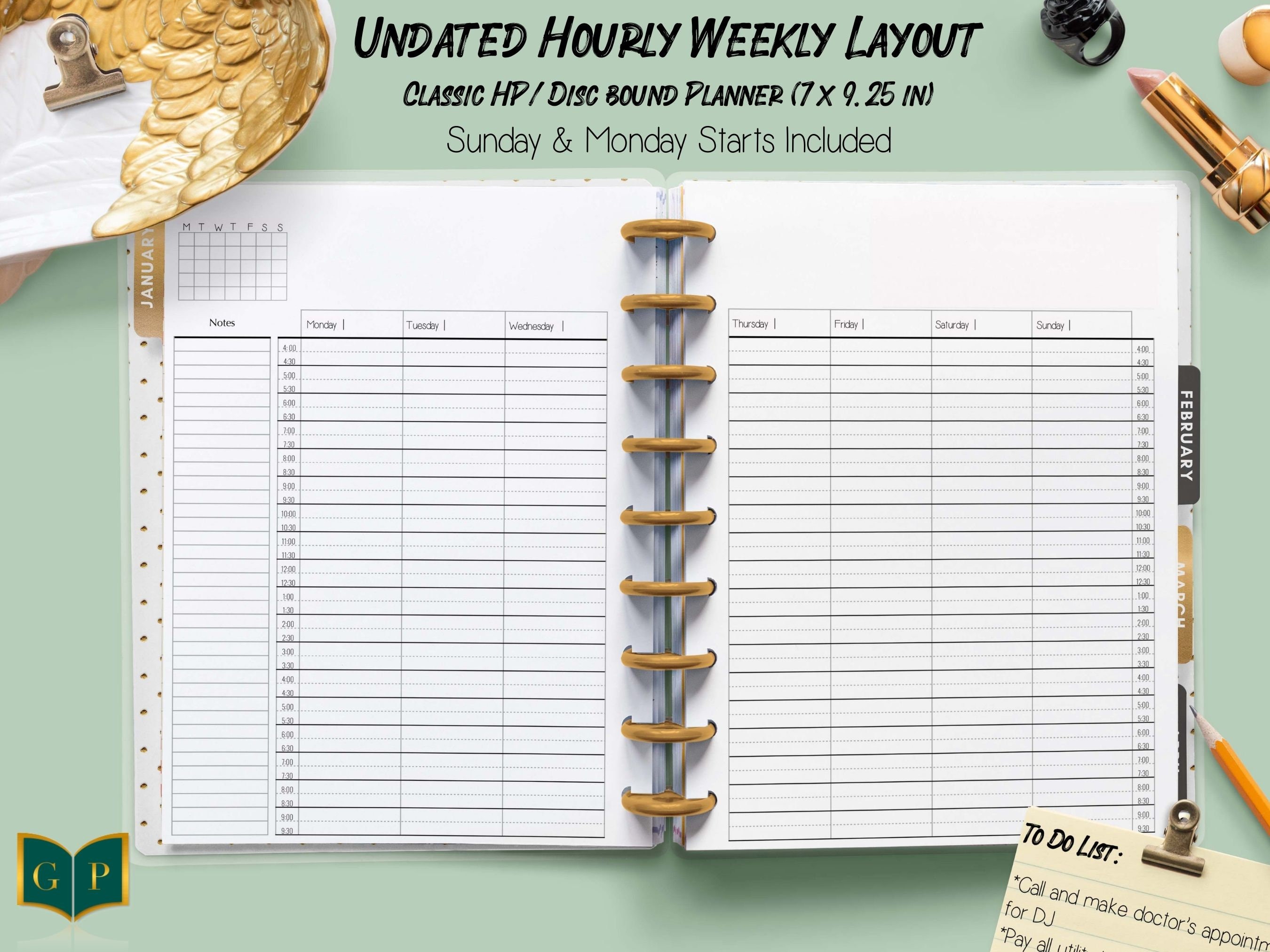 Classic Happy Planner Hourly Printable Inserts Page, Hourly Inserts ...