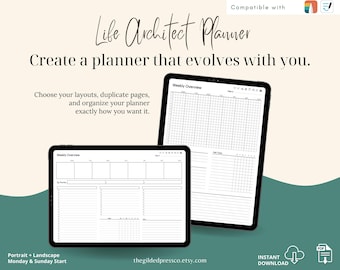 Digital Planner for iPad | Build Your Own Planner | Custom GoodNotes Planner | Undated Planner | Portrait & Landscape | Monday Sunday Start