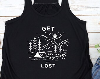Verlorenes Grafik Racerback Tank-Top | Outdoorsy Damen Camping Top
