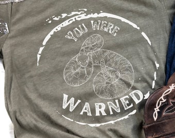 Camiseta con gráfico de serpiente de cascabel "Te advertí" / Camisa unisex estilo western