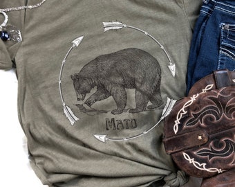 Camiseta gráfica del oso Lakota Mato / Camiseta unisex de vida silvestre estadounidense