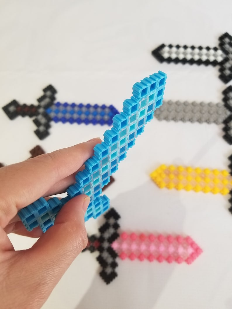 Download DIY Make your own Minecraft PIXEL Brick Kit Swords Keychain | Etsy