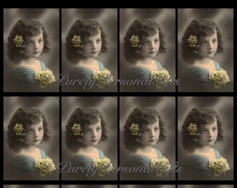 Vintage Girl Collage Sheet, Instant Download Vintage Girl, Vintage Downloadable Files, Vintage Girl Digital Print, 12 Girl Tags