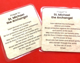 5 Prayer Cards to Archangel Michael, Laminated St. Michael the Archangel Prayer Cards, Prayer for Protection, Set of 5