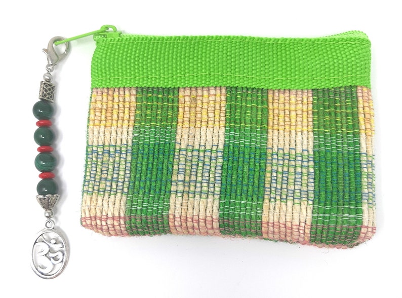 Zipper Pull Chrysocolla Coin Purse with Zipper Pull OM Symbol Purse Charm Chrysocolla Healing Stone Purse Charm OM Symbol Zipper Pull