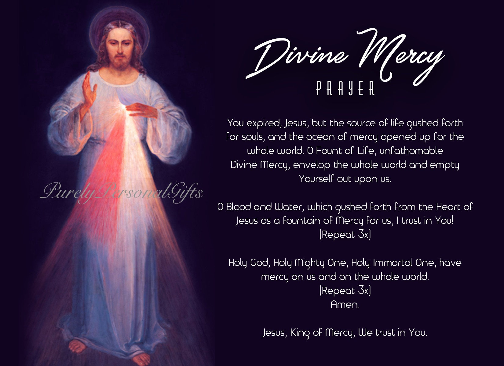 Digital Download Divine Mercy Prayer Printable Divine Mercy Etsy UK