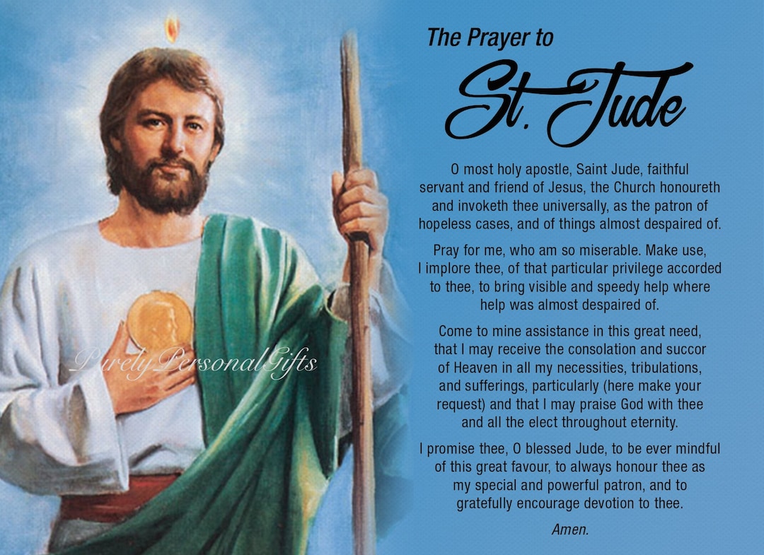 St Jude, Printable Saint Jude Prayer, Prayer Card, Pocket Prayer, Prayer Digital Download