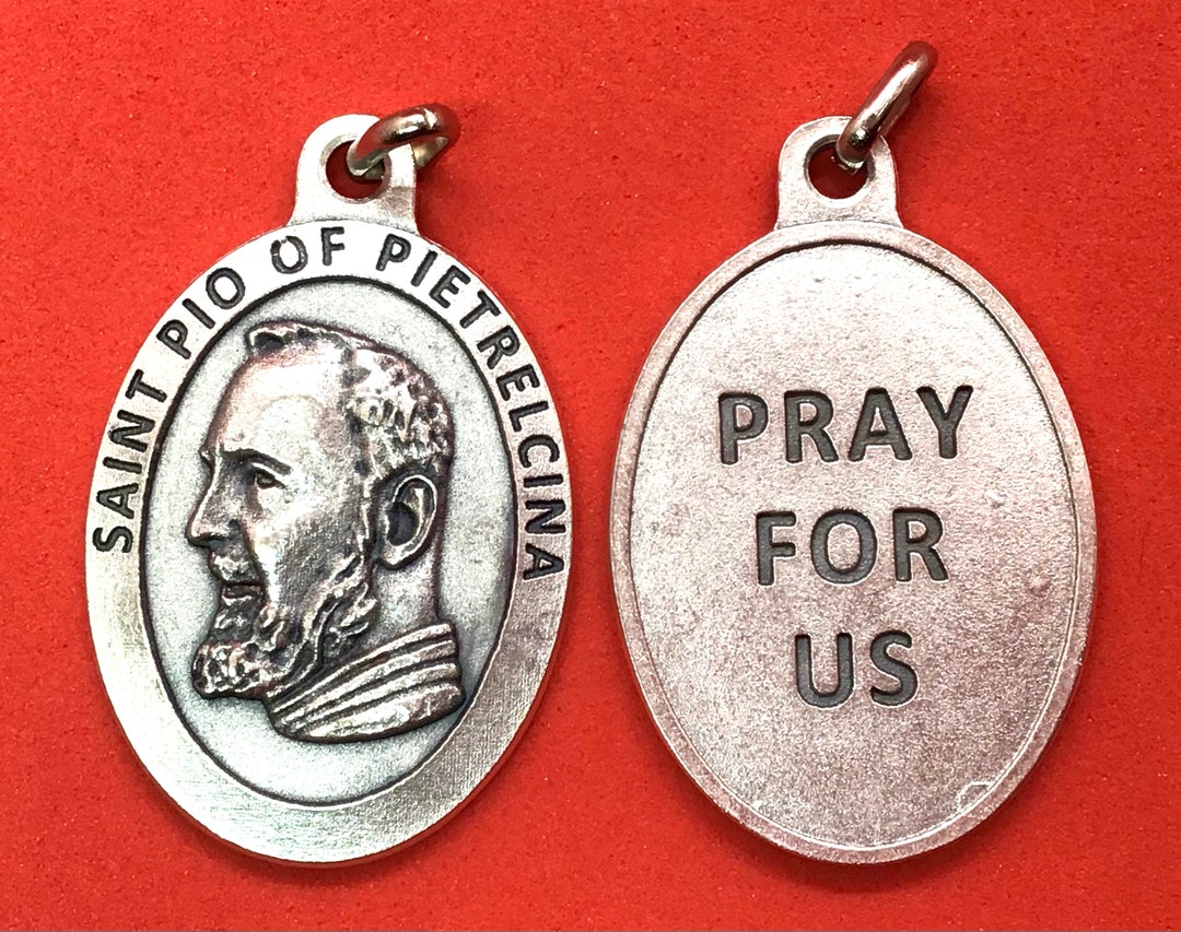 Médaillon Saint Padre Pio Sterling Pendentif Padre Pio Argent 925 - Collier Saint Italien - Diamètre 14mm Pendentif Argent