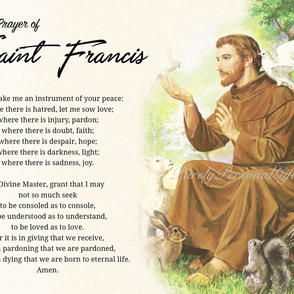 Printable St. Francis of Assisi Prayer Card, Saint Francis, Digital Download St. Francis of Assisi, Prayer Card, Pocket Prayer, St. Francis