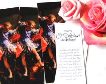 Set of 5 Saint Michael Bookmarks with Prayers - Laminated Religious Gifts