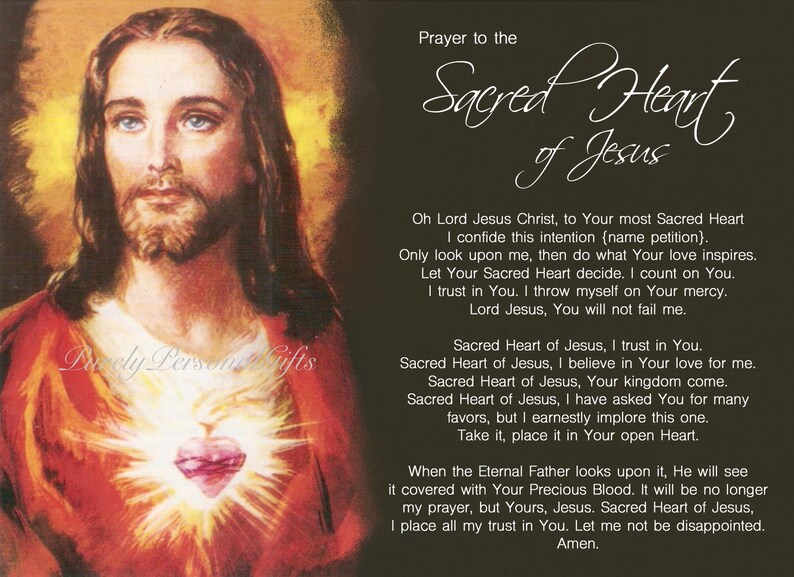 Digital Download Sacred Heart of Jesus Prayer Printable Etsy