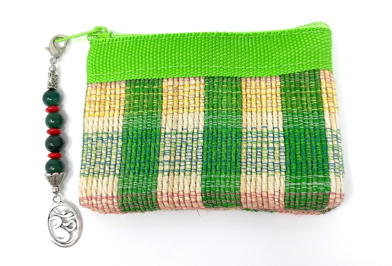 Zipper Pull Chrysocolla Coin Purse with Zipper Pull OM Symbol Purse Charm Chrysocolla Healing Stone Purse Charm OM Symbol Zipper Pull