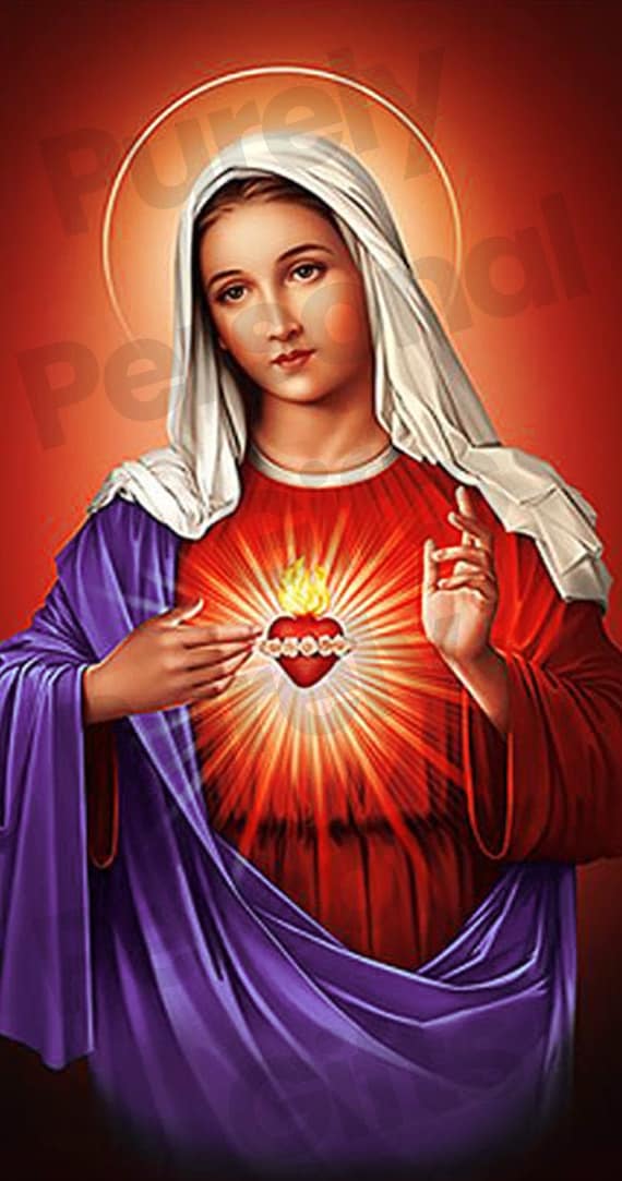 Printable Sacred Heart of Mary, Blessed Mother Mary, Mother of