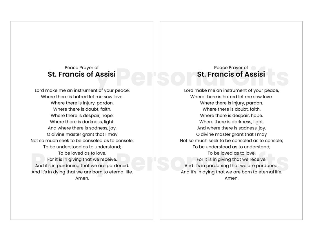 Saint Francis of Assisi Prayer, Instant Download, Digital St Francis