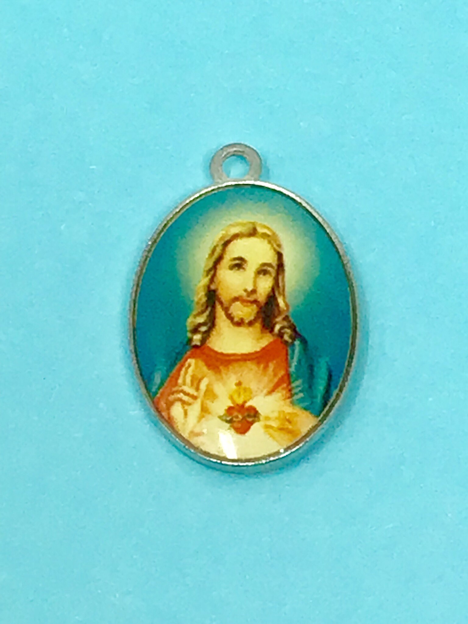 Small Sacred Heart Charm Mexican Milagro Flaming Heart Pendant