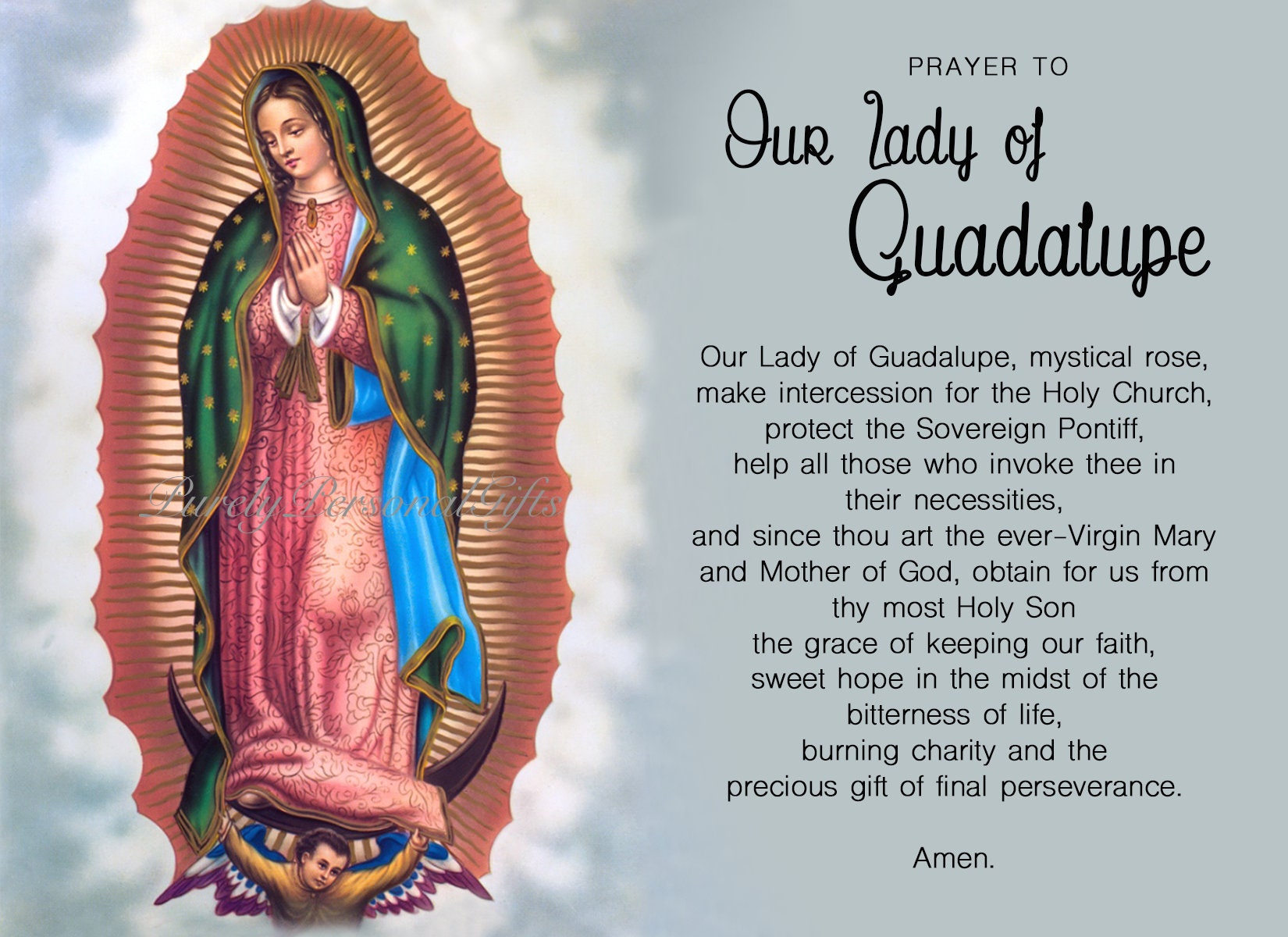 Our Lady of Guadalupe Prayer Card Nuestra Senora de Etsy