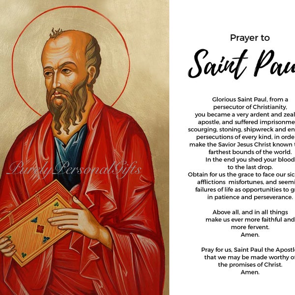 Saint Paul the Apostle Prayer Card, Saul of Tarsus, St Paul Image, St Paul Novena, Catholic Saint, Religious Gift