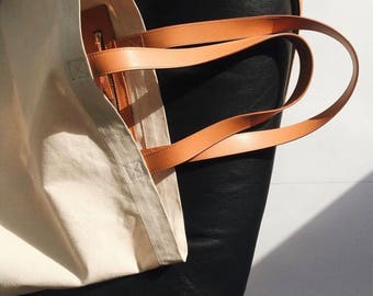 Canvas & Leather Tote - Natural