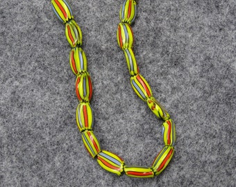 African Trade Beads, Yellow Striped