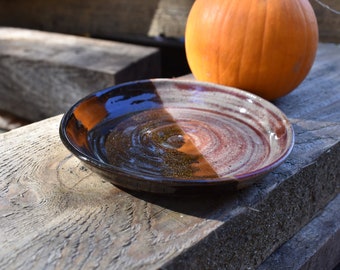 speckled stoneware 5.5" diameter two toned ceramic pottery dish