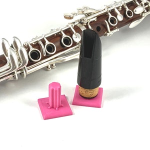 Clarinet mouthpiece display and drying stand hot pink