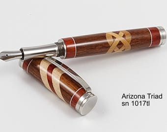 Hand crafted pen with Celtic knot, Stainless hardware - fountain pen,  made in Arizona, USA
