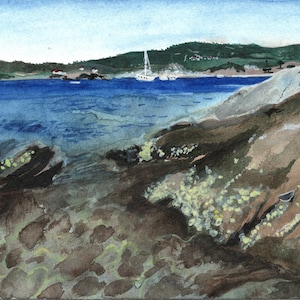 Dessin original fait main, aquarelle, papier aquarelle Fabriano, presse à froid, 300g/m2, 12,5X18cm