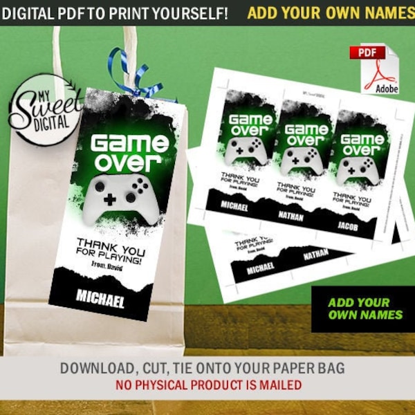Video Game Party Favors Printable Etsy