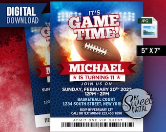 Football Birthday Invitation Instant Download, Sport Game Invite Theme, Personalized Party Invite, 5x7 Printable Invitation