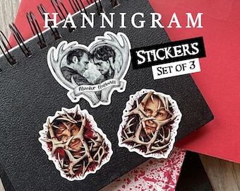 Hannigram Heart Antler Sticker Decal Set, Will and Hannibal Gift