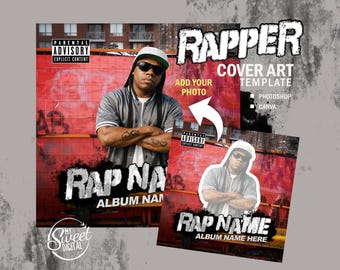 Musikomslag, Rap, Hiphop, Mall för albumomslag, Mall för Spotify-låtalbumomslag, Canva- och Photoshop-filer