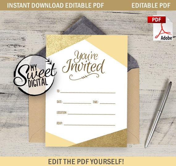 Instant Download Birthday Party Invitation Bridal Shower | Etsy