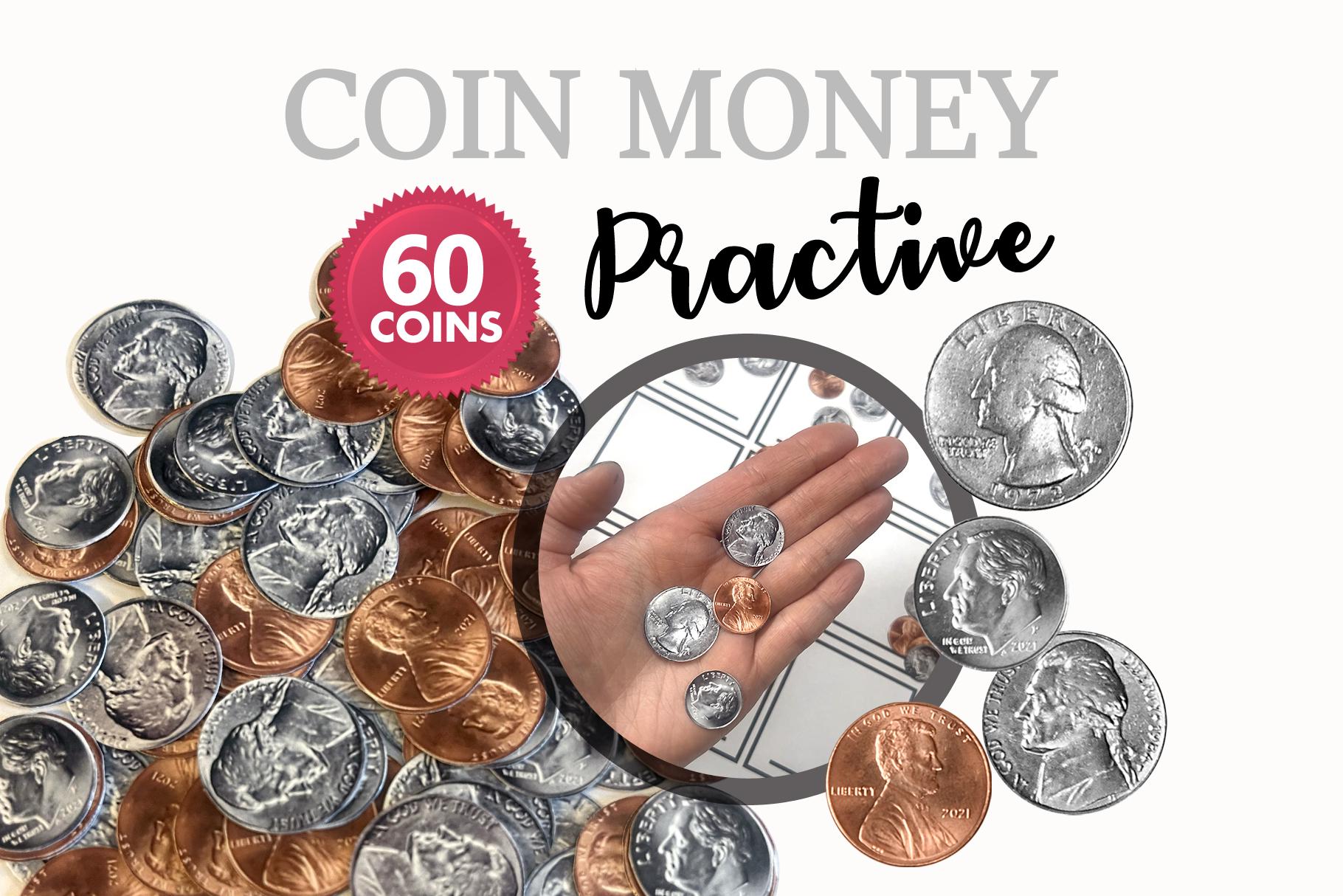 Kids Money Learning Activity Stickers, 60 US Practice Coins ...