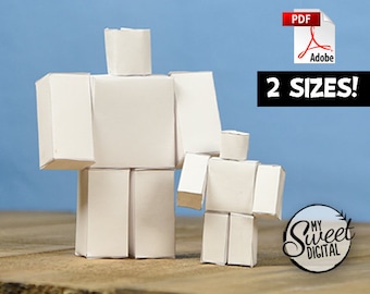 Paper Craft for Kids Instant Download Printable PDF, Papercraft Pixel Box Figure Diagram, Birthday Party Craft, Children's Party Favor Gift