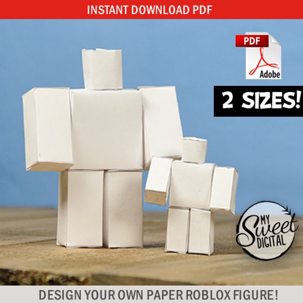 Paper Craft for Kids Instant Download Printable PDF, Papercraft Pixel Box Figure Diagram, Birthday Party Craft, Children's Party Favor Gift