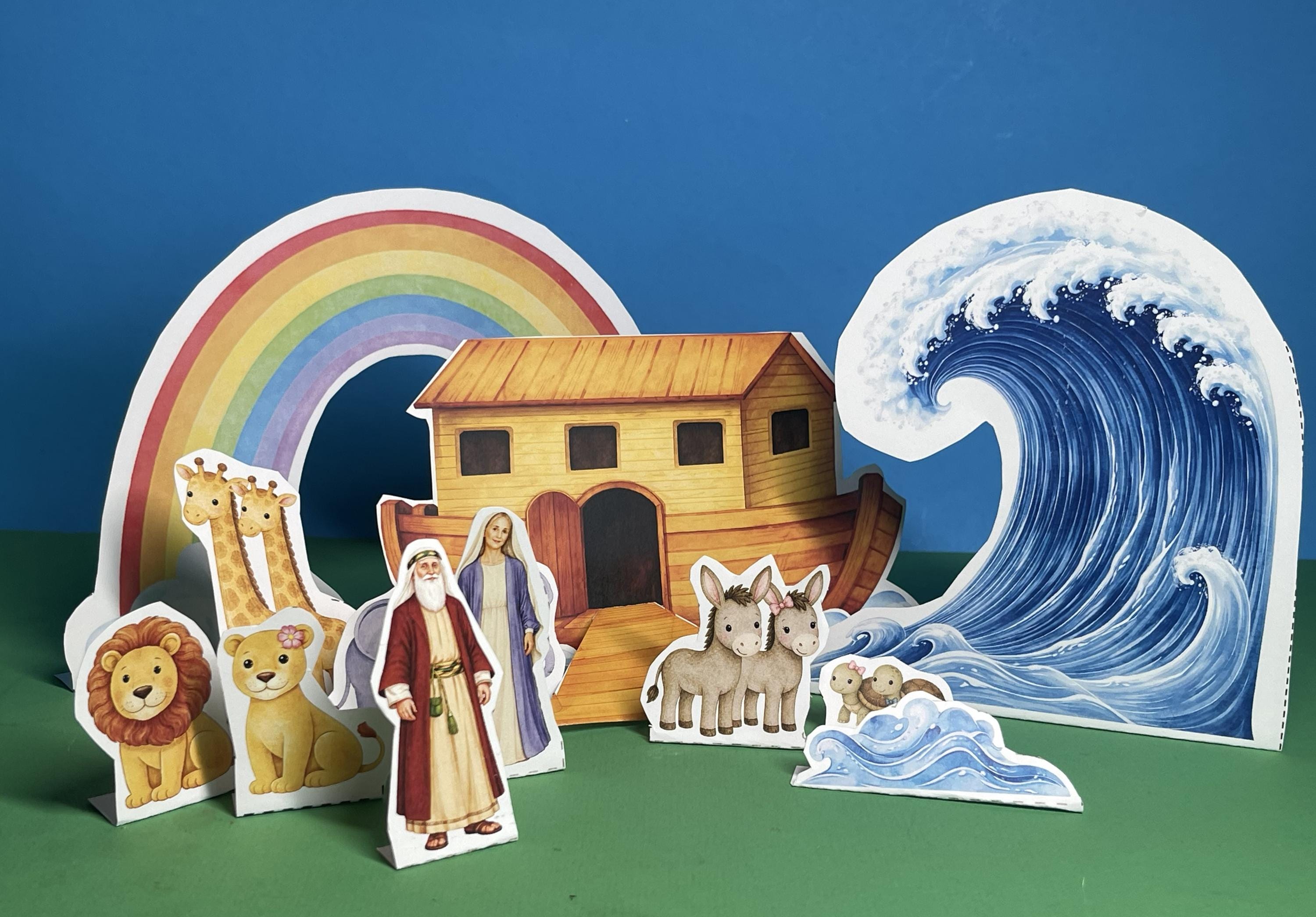 Printable Bible Paper Craft for Kids, Noah's Ark Sunday School Story ...